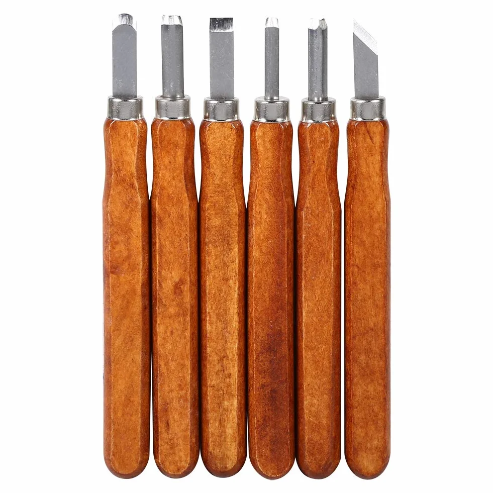 Set di 6 utensili per intaglio del legno, mini scalpello in acciaio con impugnatura manuale per kit fai da te