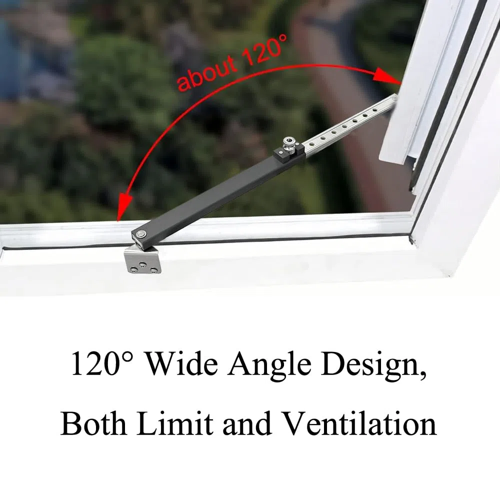 2 pezzi di limitatore regolabile per finestre, cerniere nere per finestre a battente per finestre con telaio in PVC, alluminio e acciaio