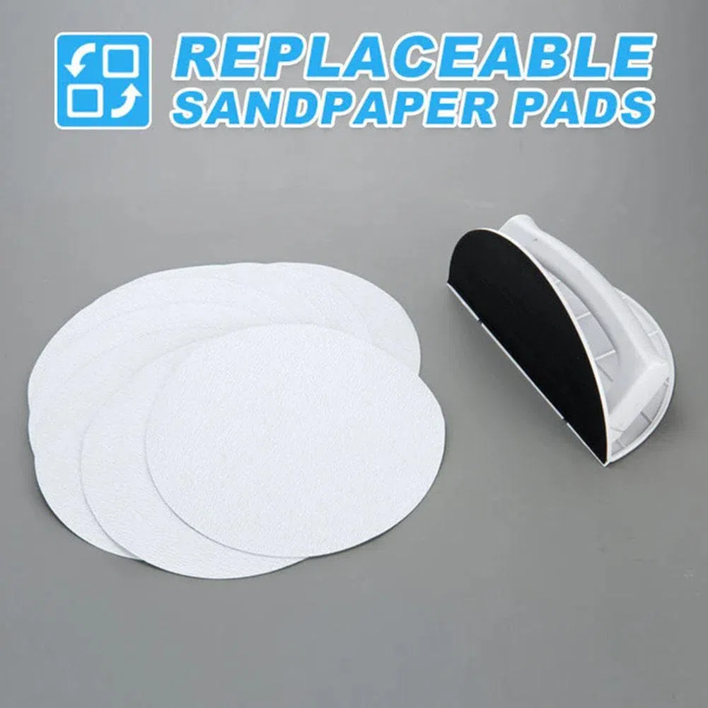 Levigatrice angolare per cartongesso, strumento di levigatura semicircolare ad angolo retto + 10 pezzi di carta vetrata, levigatrice manuale per pulizia e lucidatura di pareti angolari
