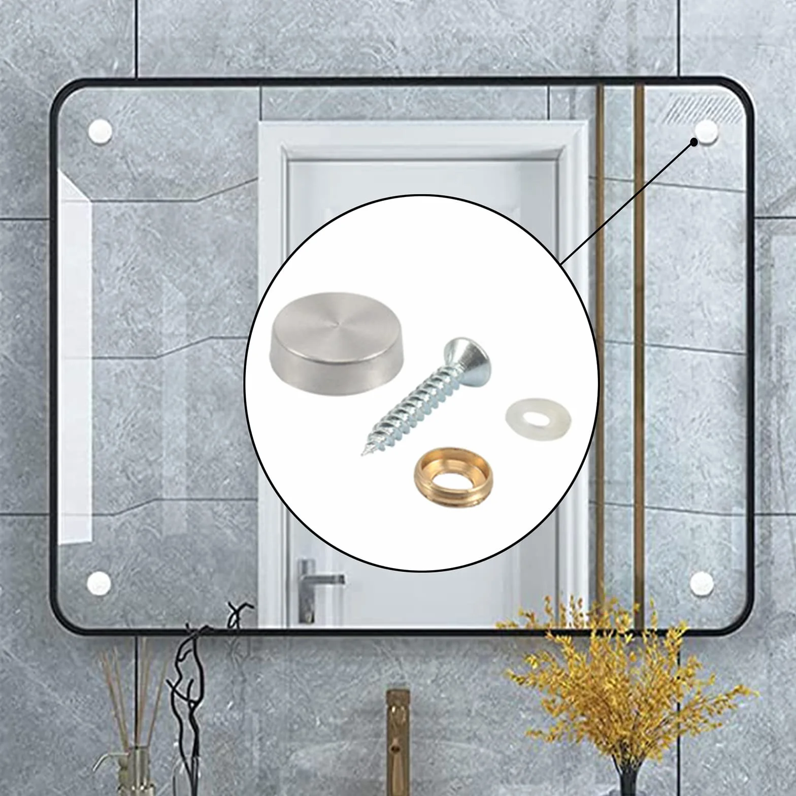 40 set 20 mm Viti da specchio Chiodi a Specchio in Acciaio Inox Viti da Specchio con Tappi Decorativi Cappucci Decorativi Chiodi di Copertura per Tavoli a Specchio Piatti da Bagno Pannelli in Vetro
