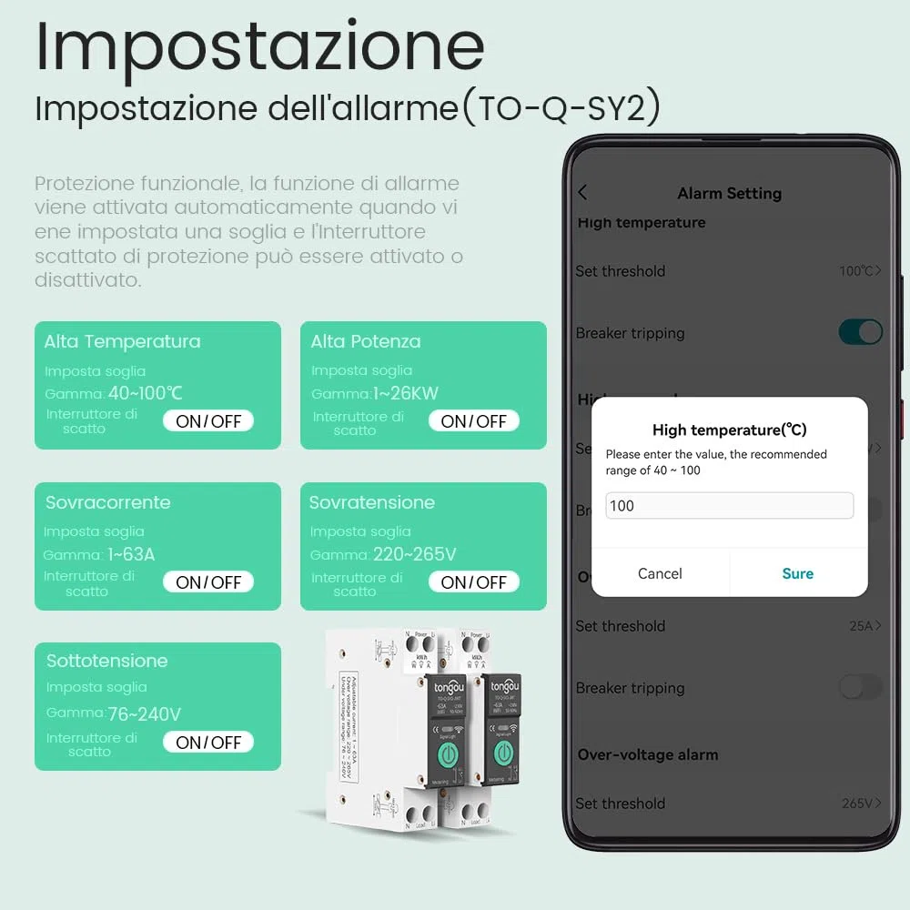 TONGOU SY2 JWT | WLAN Interruttore Relè intelligente | Misurazione della potenza | Automazione domestica | TUYA App Hub non richiesto | Controllo wireless dell'illuminazione e degli elettrodomestici