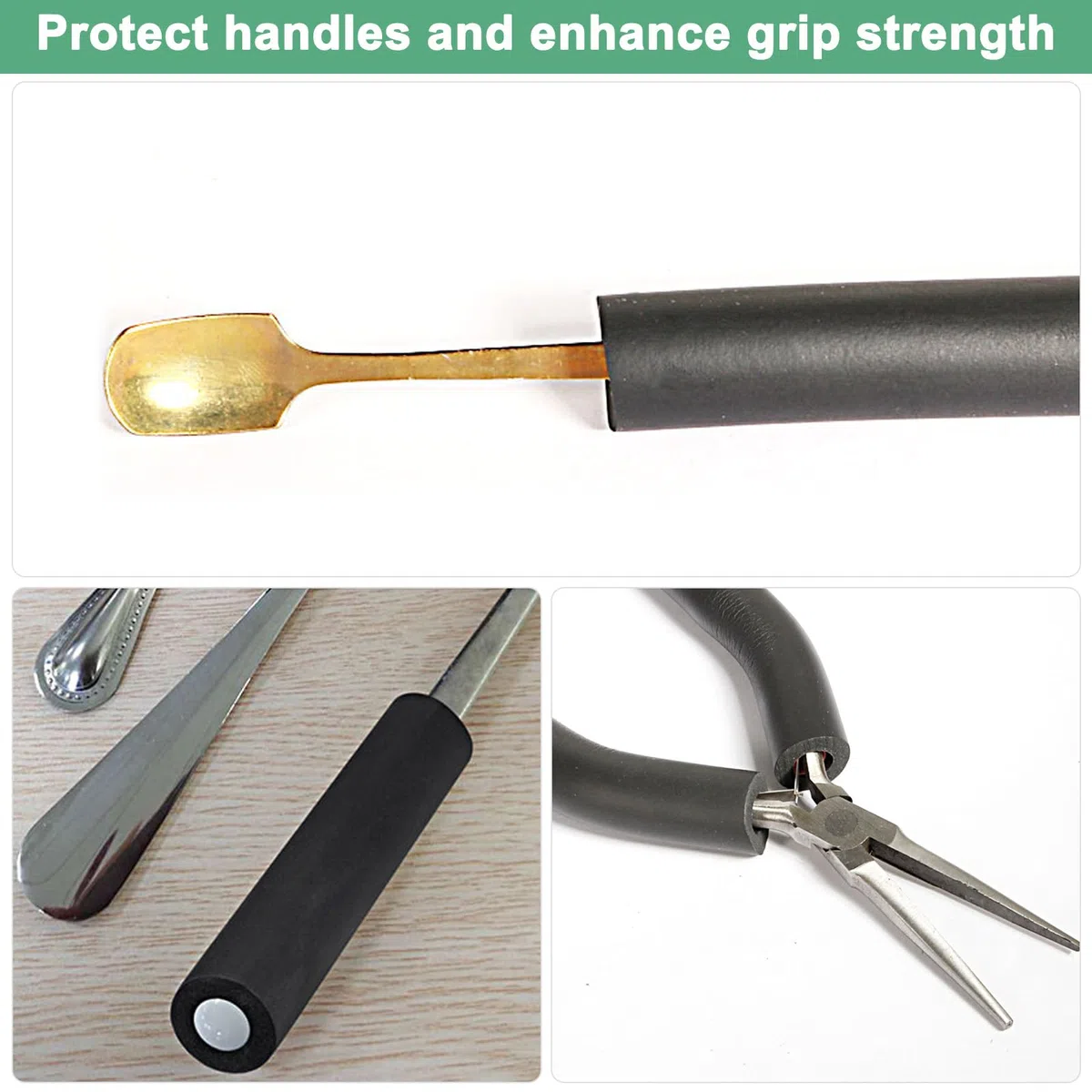 M METERXITY Tubo di Isolamento in Schiuma Tubi, 13mm 1/2" ID 23mm OD 2m Lunghezza, Tubo Schiuma Flessibile Morbido Isolamento per Supporto Maniglia/Supporto Chitarra/Portapacchi Tetto [Nero]