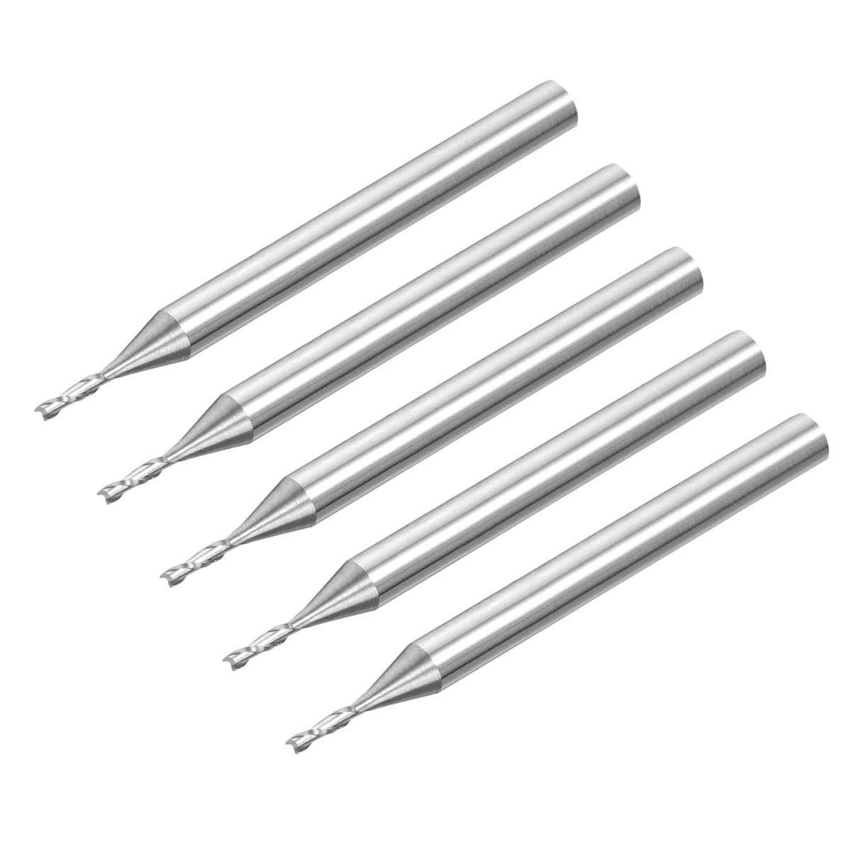 QUARKZMAN 3.175mm 1/8" Gambo 1.0mm x 6mm Spirale Router Punta x 5pz Solido Carburo CNC Estremità Fresa per Taglio Acrilico Plastica Resina Legno [2 Scanalature]