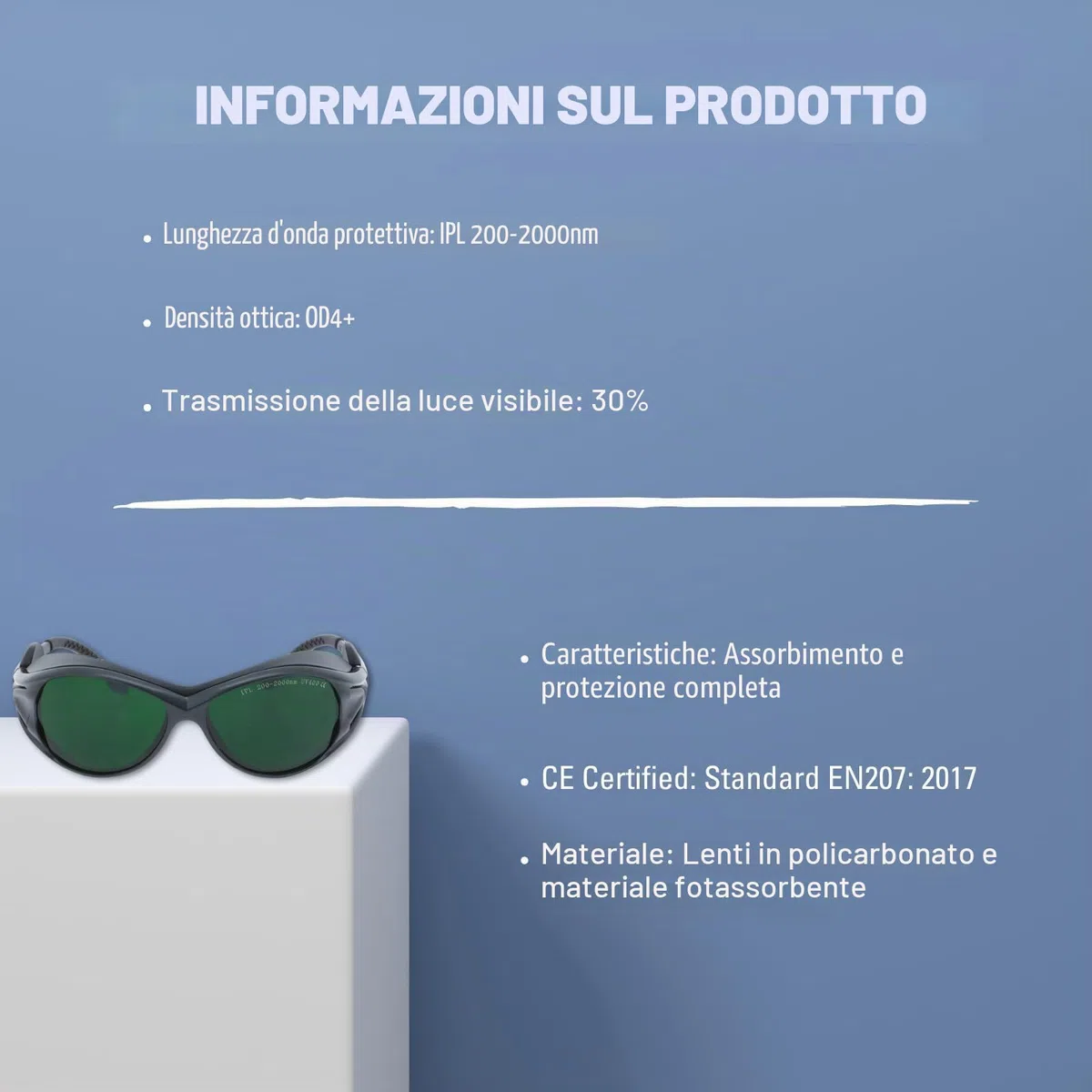 MCWlaser IPL Occhiali Protezione Laser degli Occhi per Depilazione, IPL 200nm-2000nm Occhiali Protettivi UV400 Occhiali abbronzanti Cosmetologia Protezione degli Occhi