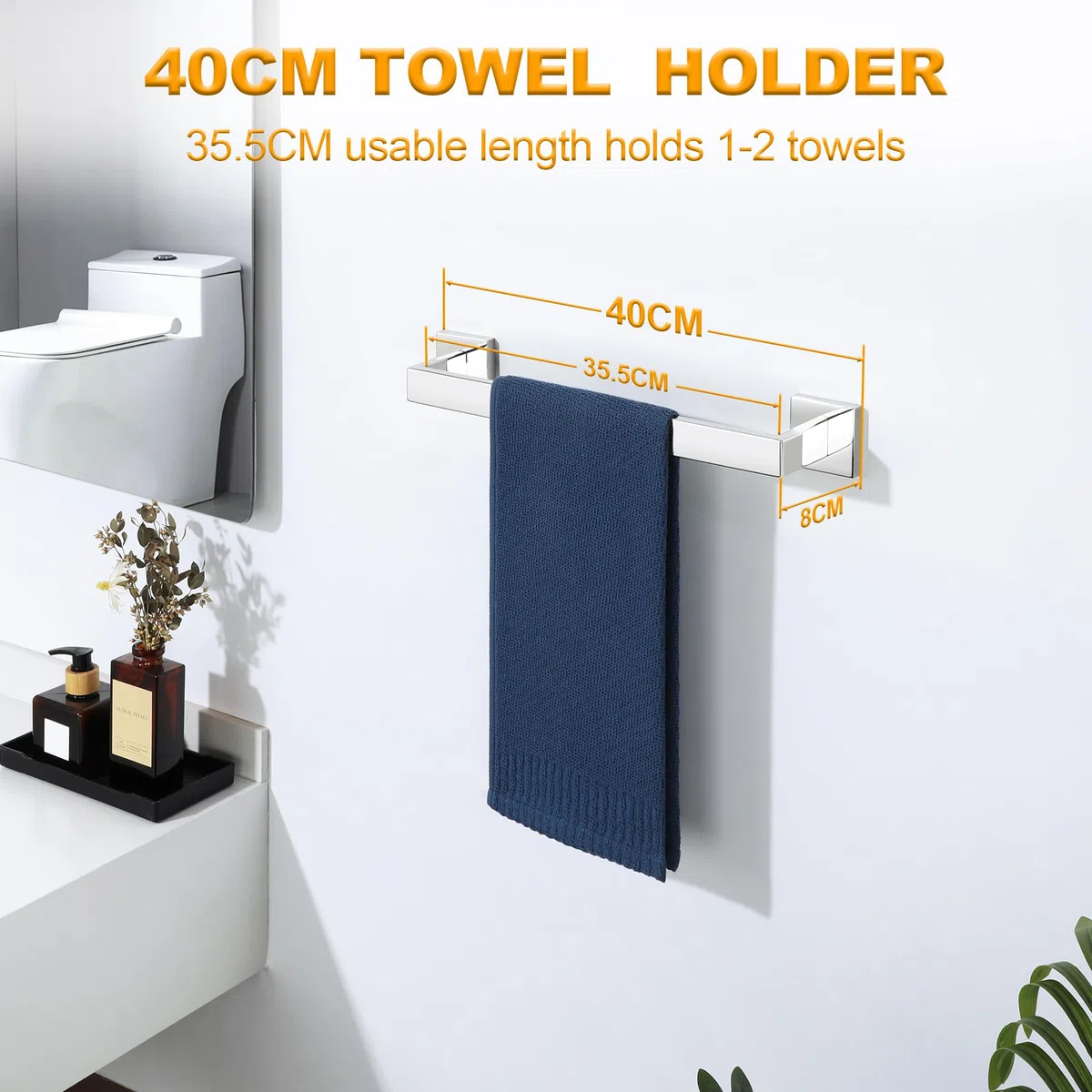 Sayayo Porta Asciugamani Bidet Porta Asciugamani Bagno Porta Asciugamano Bidet Porta Salviette 40CM Appendi Asciugamani Bagno, SUS304 Acciaio inossidabile Cromo Lucido