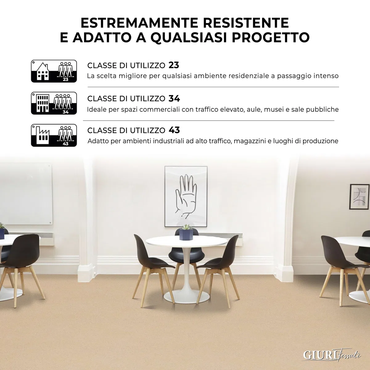 GIURI TESSUTI - Pavimento in PVC Maxima H 100cm - Rivestimento in Vinile Venduto al Metro Lineare per Calpestio Intenso e Uso Professionale - Impermeabile, Antiscivolo, Antibatterico (KORA SAND)