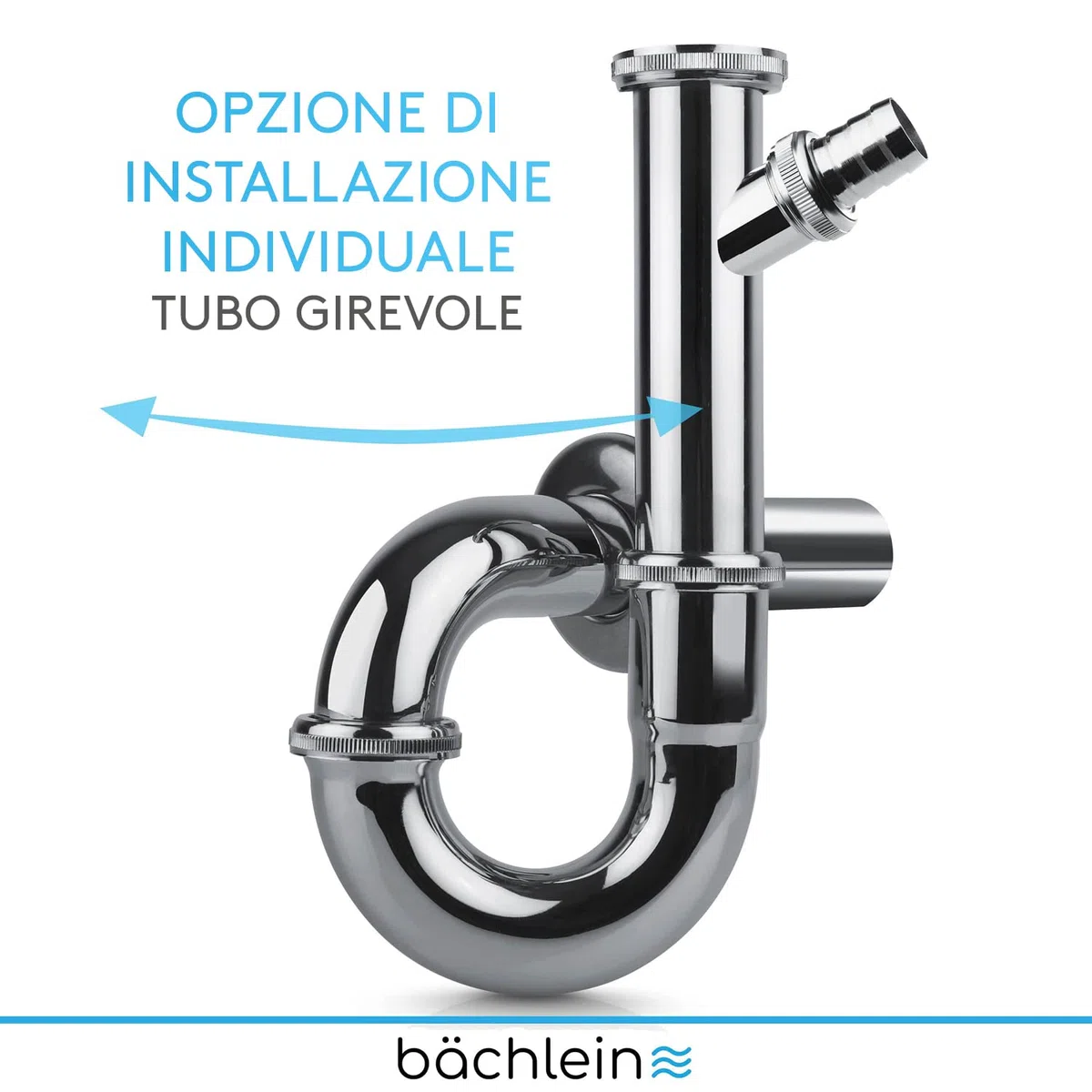 Bächlein sifone universale per lavabo (extra lungo 200mm - sifone tubolare