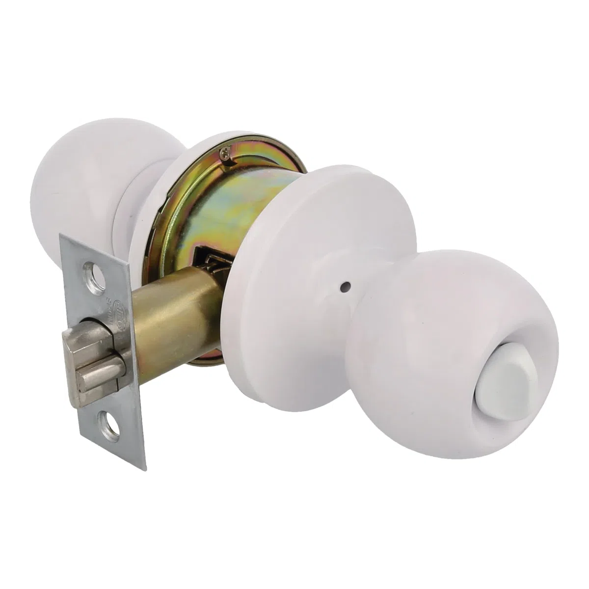 Amig - Set di Pomelli a Sfera con Serratura | Ottone Robusto e Sicuro | Adatto per Porte in Legno | Finitura Bianca Elegante | Sistema Antischeda | Modello 5100, Multicoloured, Standard, Ottone