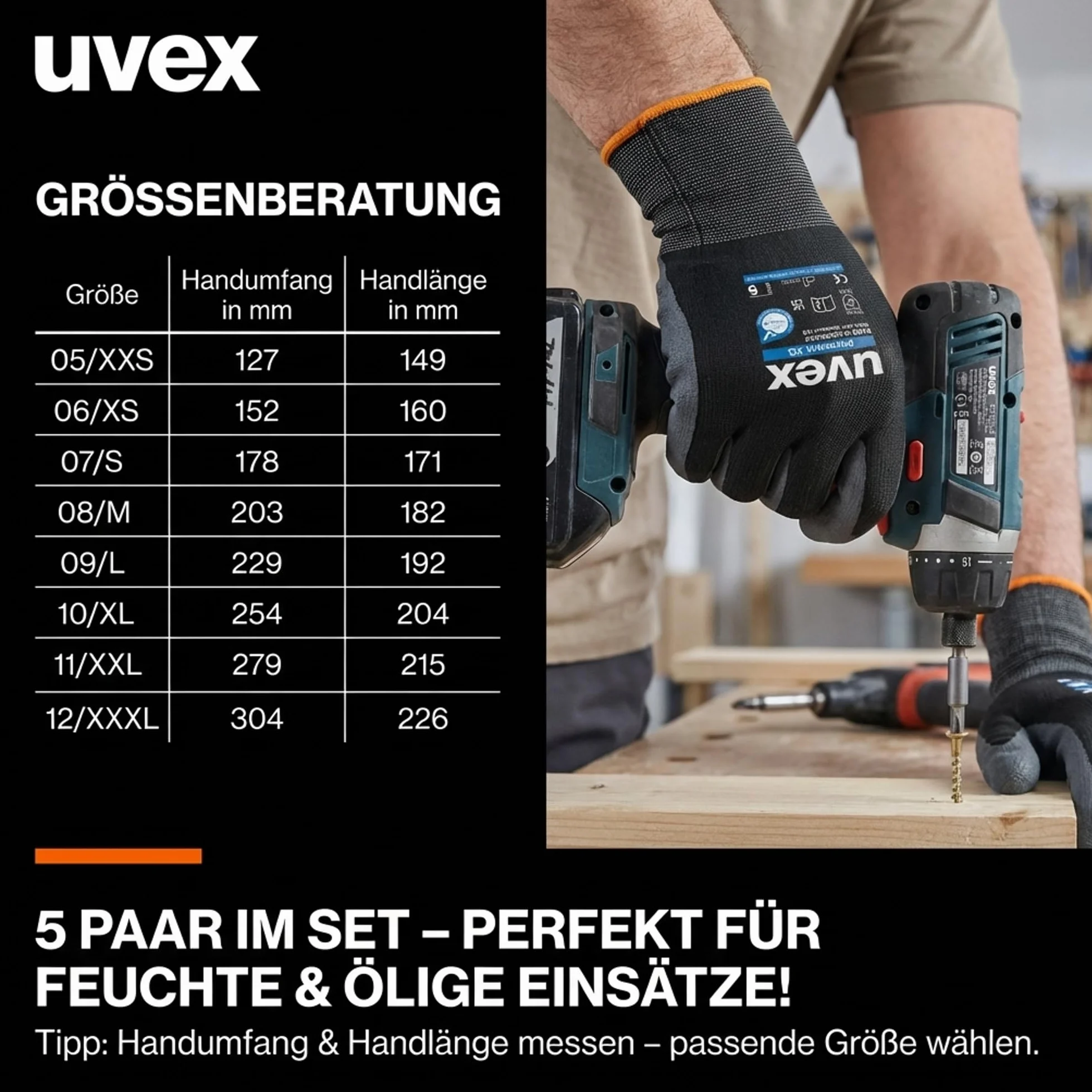 Uvex Phynomic Xg Guanto Grip Unisex - Adulto (Pacco da 5)