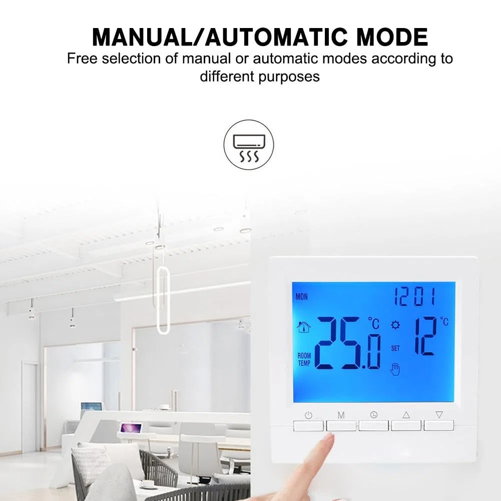 Termostato domestico digitale programmabile,Regolatore di temperatura ambiente termostato LCD digitale,Termostato caldaia a gas, Termostato di riscaldamento LCD a parete