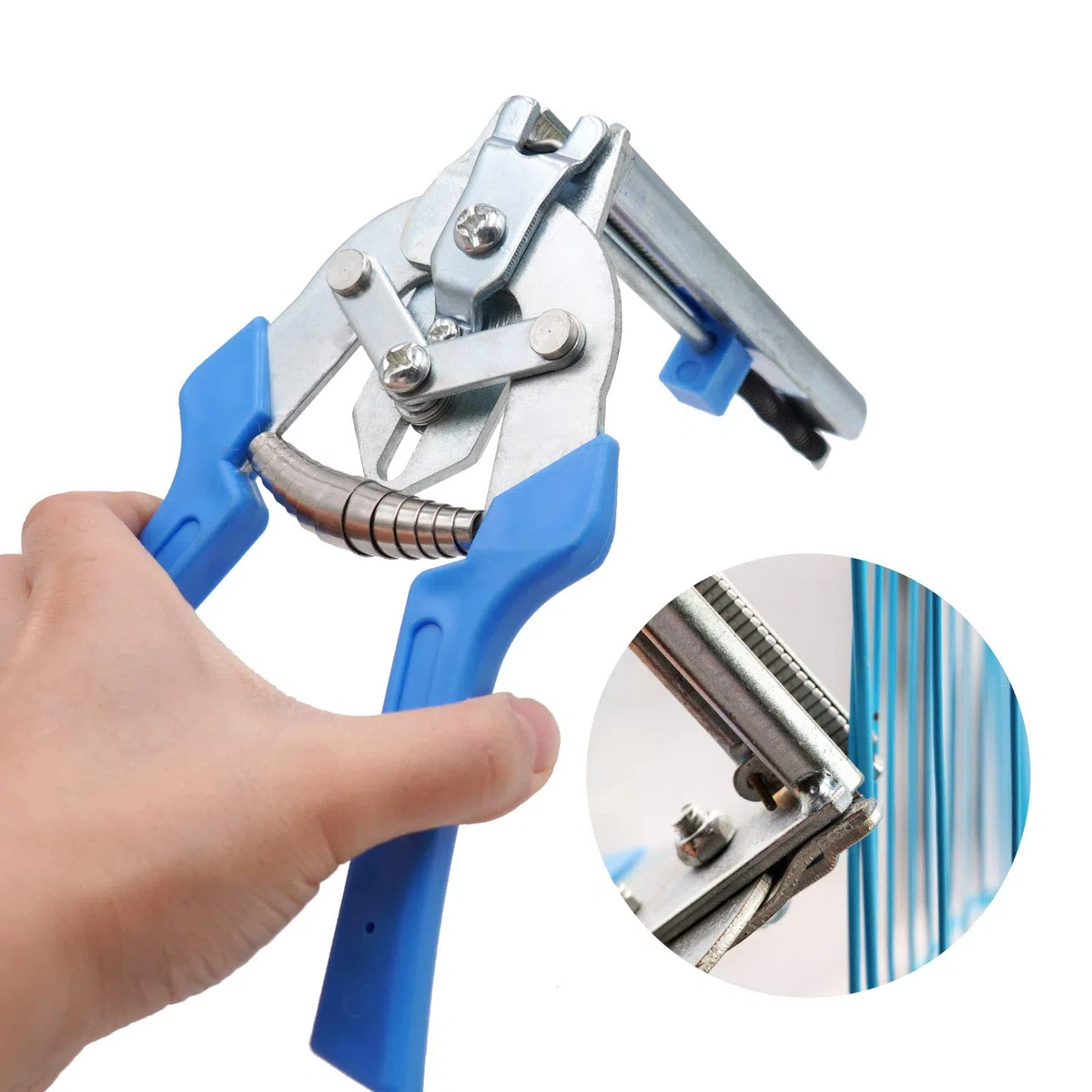 Pinza Per Anelli Per Unghie di Tipo M,Multifunzionale Pinza Per Anelli con 600 Chiodi M, Utensile Manuale Per la Manutenzione e la Riparazione di Recinti di Gabbie Per Polli e Uccelli (Blu)