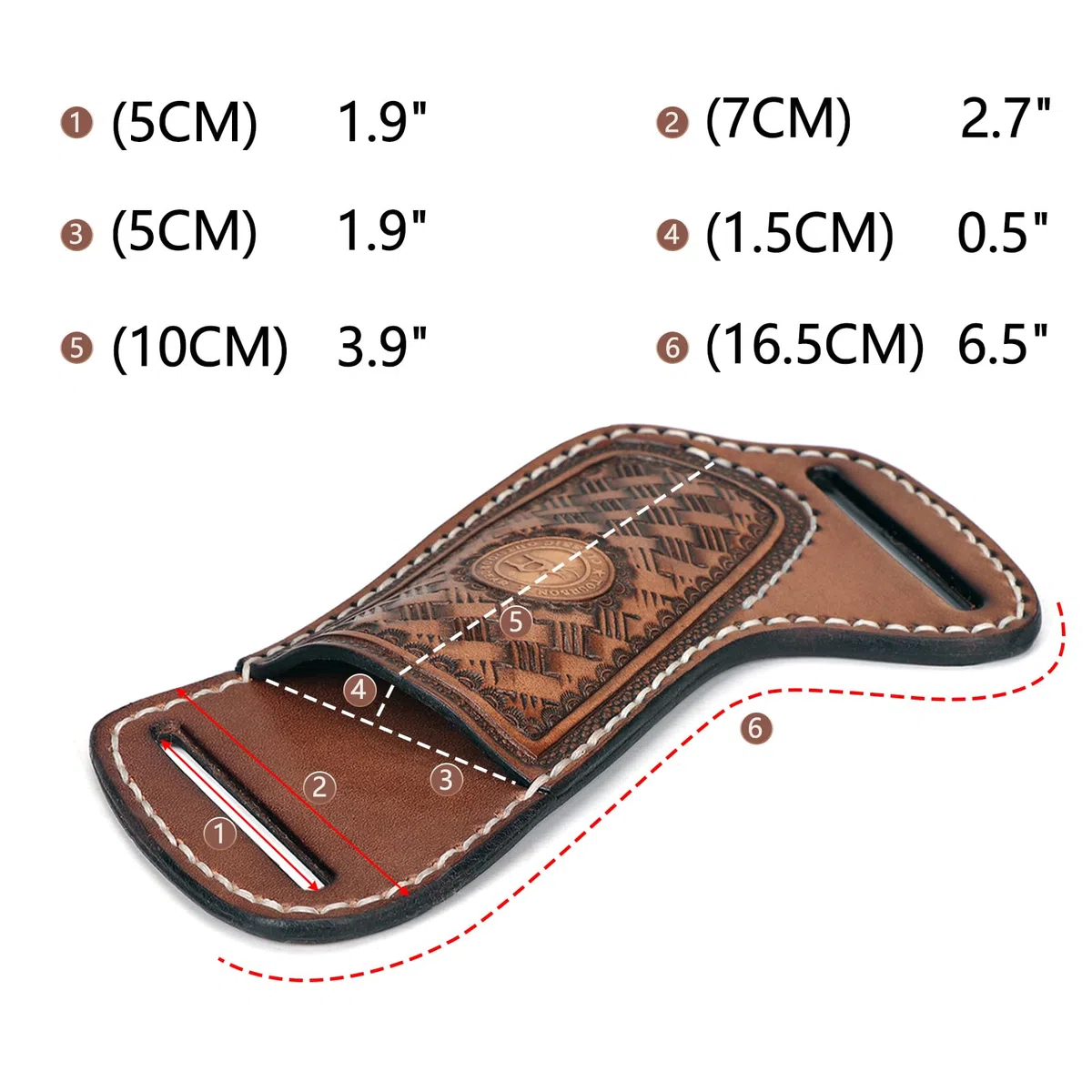 TOURBON - Custodia in Pelle per Coltello Tascabile, Fondina per Cintura, Fatta a Mano, Regalo per Uomo
