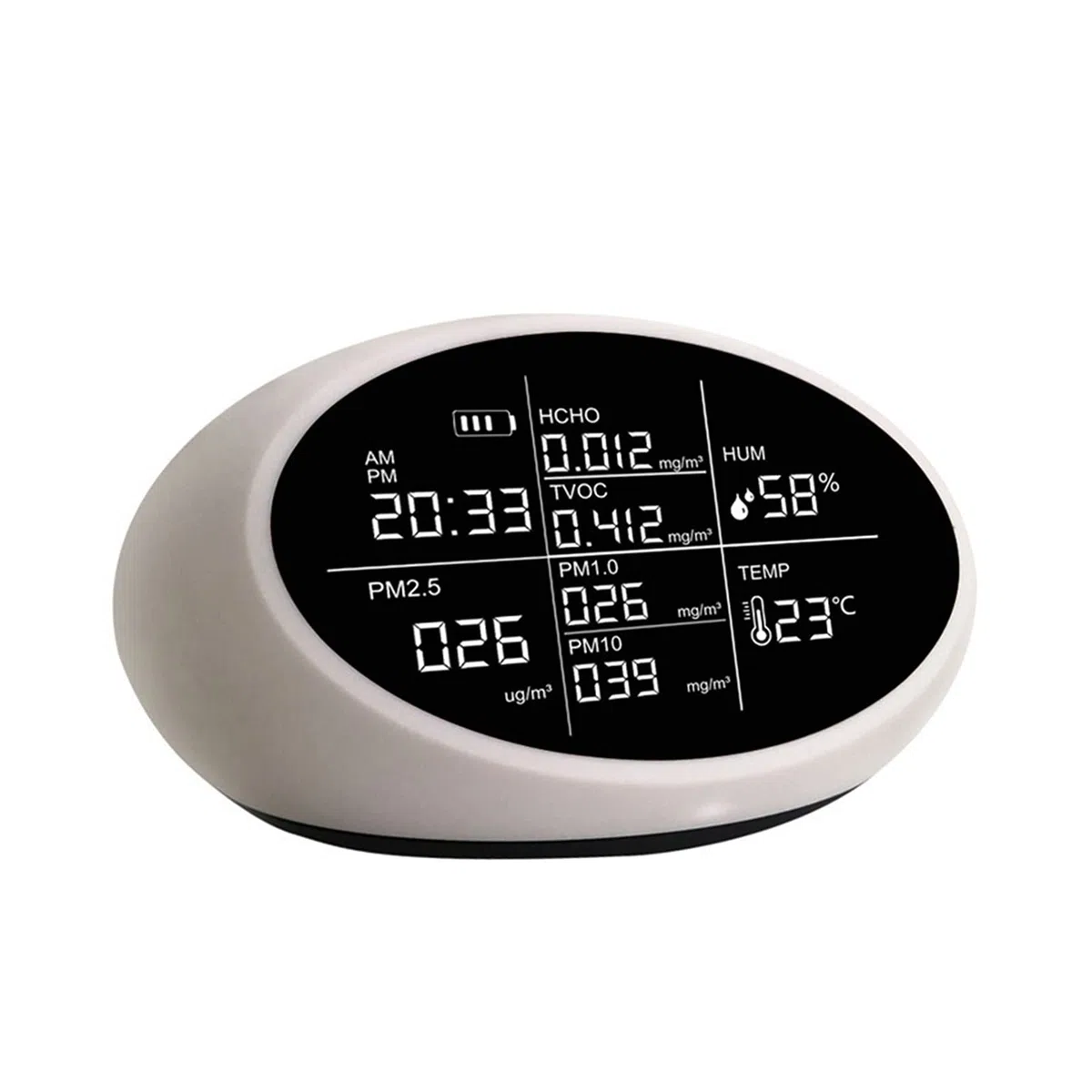 Misurazione della qualità dell'Aria Dust Formaldehyde Detector Versione Inglese con Manuale Inglese PM2. 5 HCHO TVOC Temp Hum