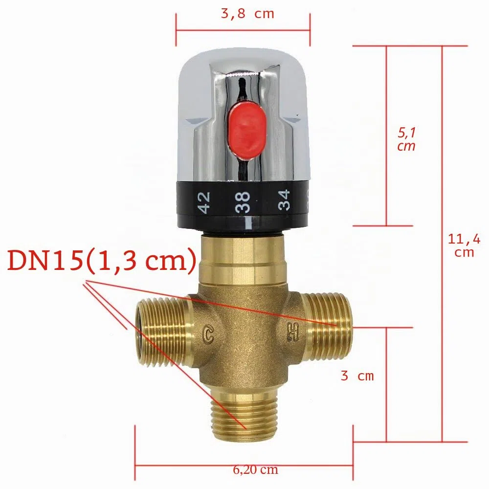 oem - Miscelatore termostatico in ottone e rame, per acqua calda / fredda in sistemi scaldabagno a energia solare