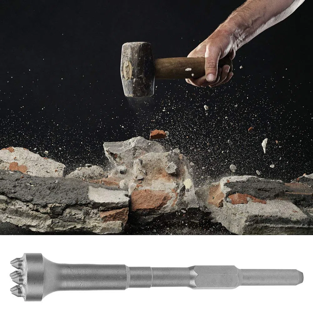 Punta a scalpello per martello in lega per martello demolitore elettrico, punta a scalpello per martello rotante, materiale trattato termicamente per martello demolitore, testa (Testa tonda 7 denti)