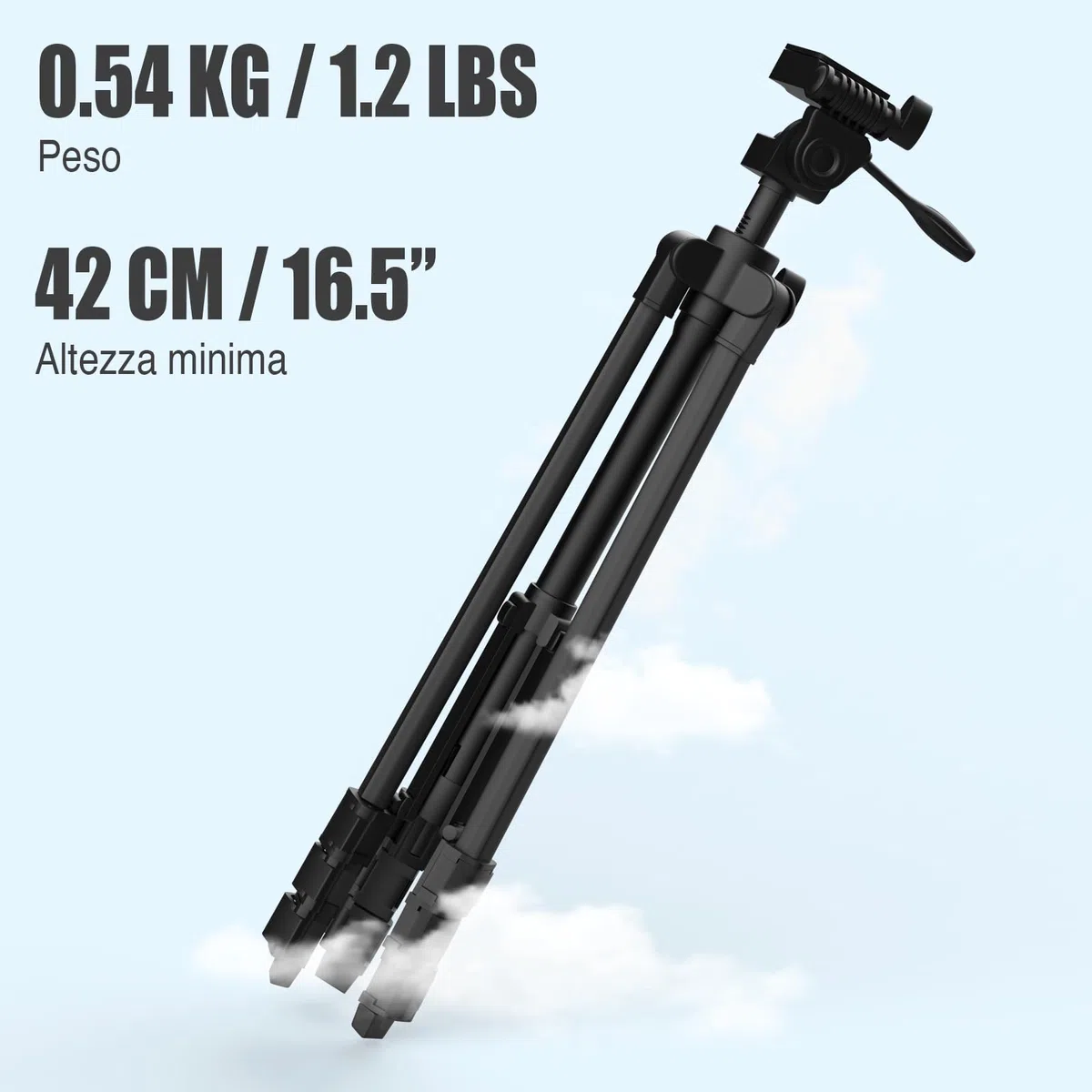 Treppiede in alluminio leggero da 137 cm con livella a bolla, piastra a sgancio rapido con montaggio a vite da 1/4"-20 per dispositivo di livellamento della linea laser