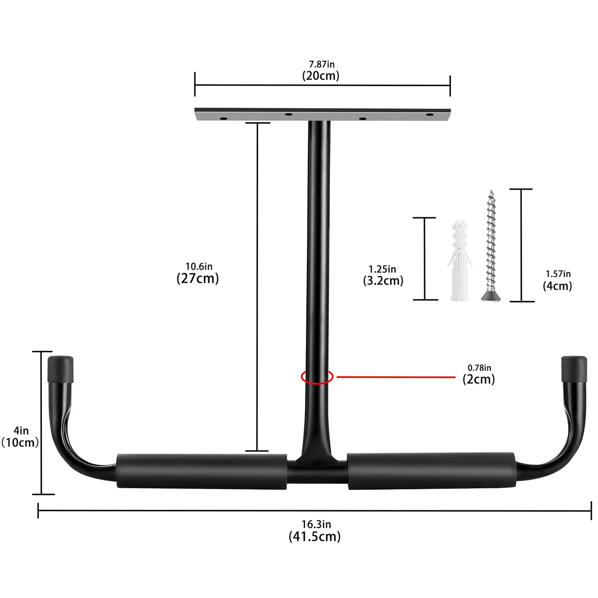 Sinoer Metal Garage Ganci di stoccaggio a soffitto, ganci montati a parete, ganci utilitari resistenti per scala, bici, legno, strumenti e altri oggetti sfusi (4 Pack, nero)