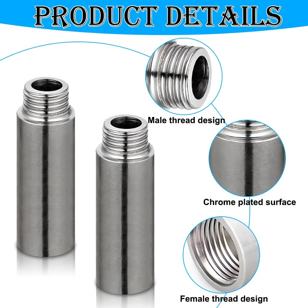 2 estensioni per rubinetto 3/4" x 100 mm, raccordo in acciaio inox, 3/4" IG x 3/4" AG, prolunga filettatura in acciaio inox, tubo di prolunga DN20, prolunga per rubinetto per installazione