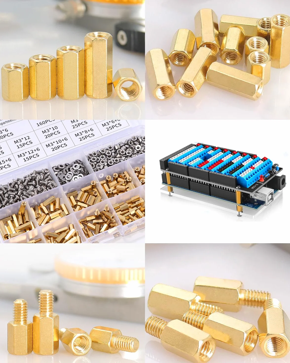 680 Pezzi M3 Ottone Maschio Femmina Esagonale Distanziale Vite Dado Filettato Pilastro PCB Scheda Madre Assortimento Kit