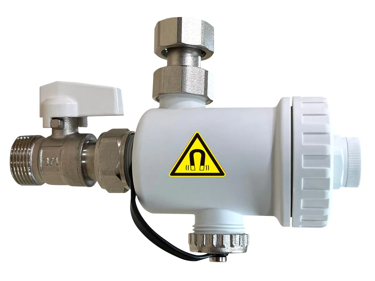 Defangatore Magnetico Sotto Caldaia Plastica Compatto Completo Valvola Raccordo Chiave Protezione Caldaie