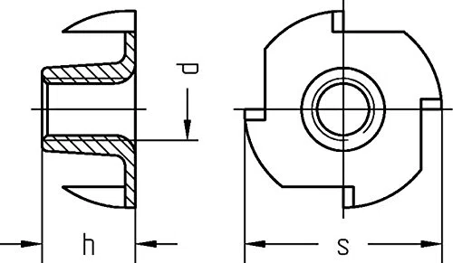 Dresselhaus - Dadi con 4 punte, M5, M6 M8 e M10, M10 - d: 10,0mm, h: 13mm, s: 25mm, 24