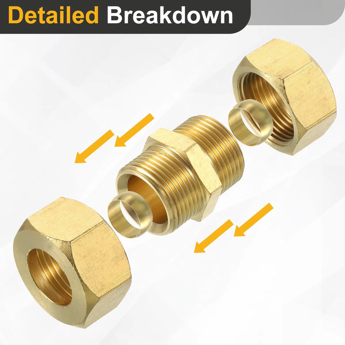 QUARKZMAN 2Pz Raccordi A Compressione In Ottone, Connettore Per Tubi OD 14 mm, Raccordi A Compressione Con Filettatura NPT E Fascette A Compressione, Adattatore Diritto In Ottone
