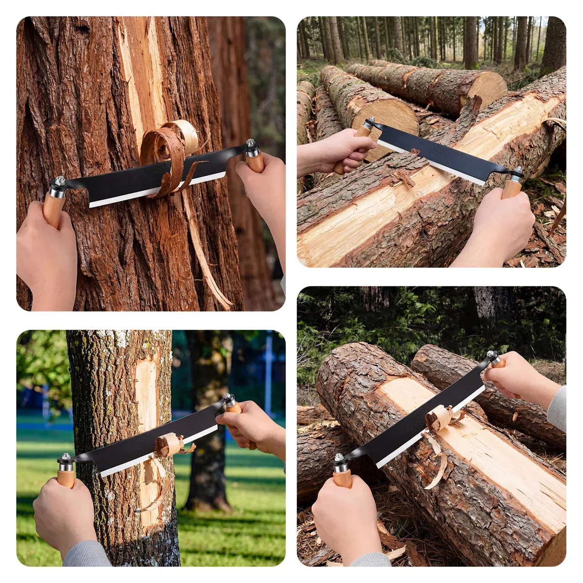 Coltello da taglio per legno da 250 mm, pelapatate con comodo manico in legno, acciaio al tungsteno, coltello per tegole, assemblaggio richiesto (250 mm, dritto)