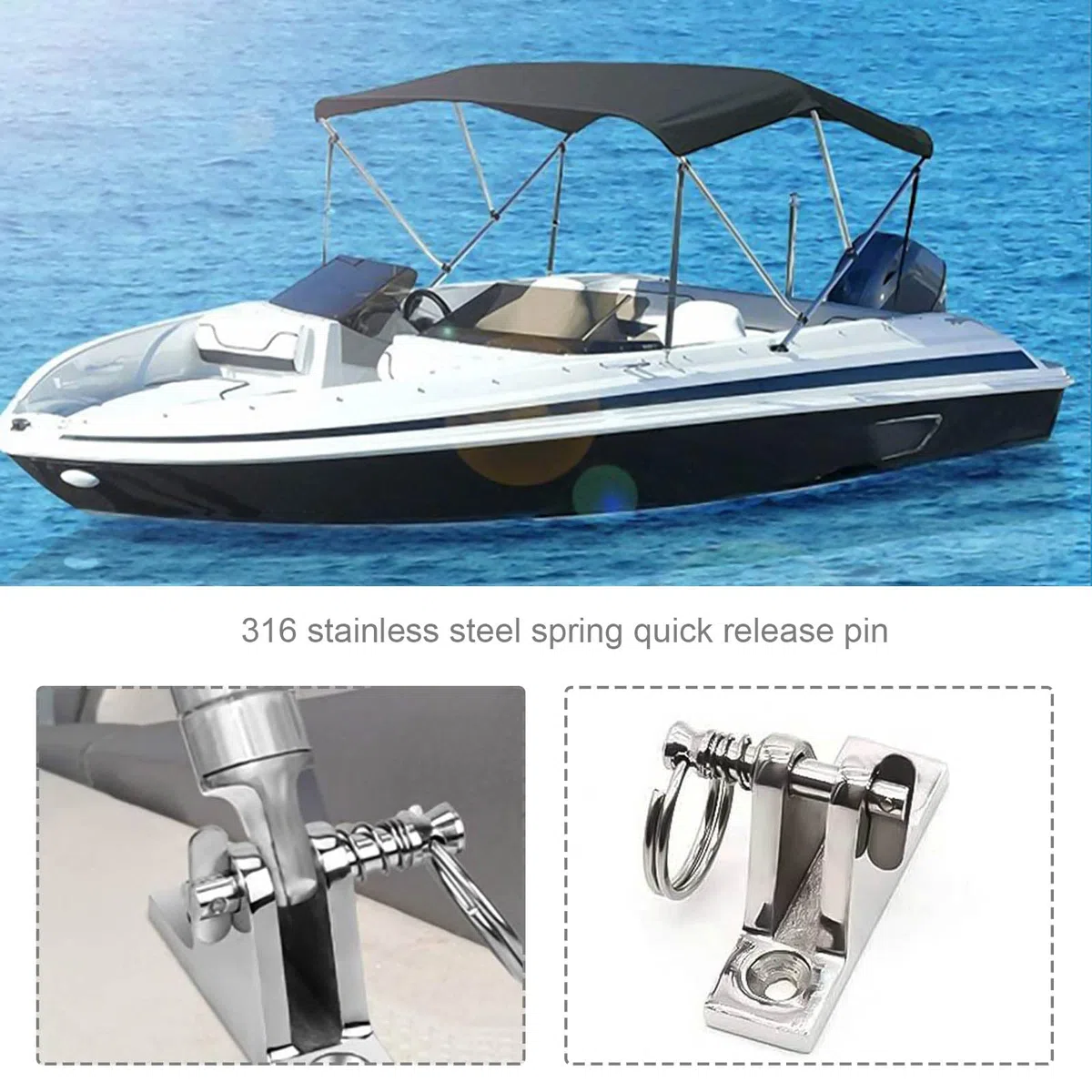 EMSea 6pcs Perno a sgancio rapido 0.24" Diametro con Camma di Discesa e Perno a Molla Lunghezza 1.57'' 316 Acciaio Inox Top Pin Materiale Marino
