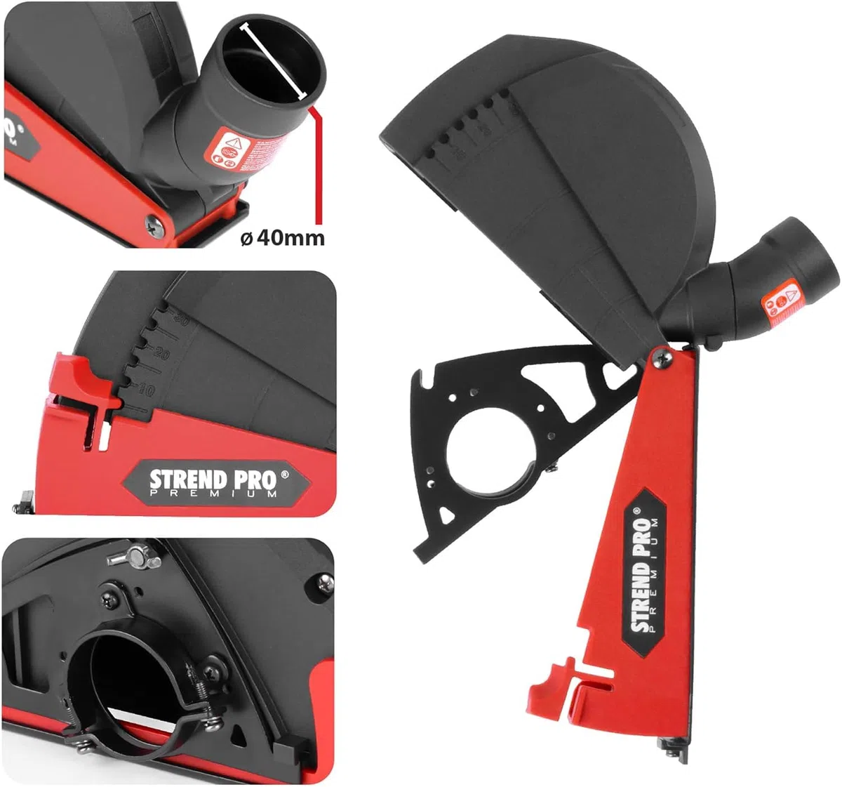 STREND PRO Cuffia Aspirazione per Smerigliatrice Angolare 125mm / 115mm | UNIVERSALE | Aspirazione Flex per Disco Diamantato 125mm | Accessori per Smerigliatrice Angolare | per Dischi da Taglio 125