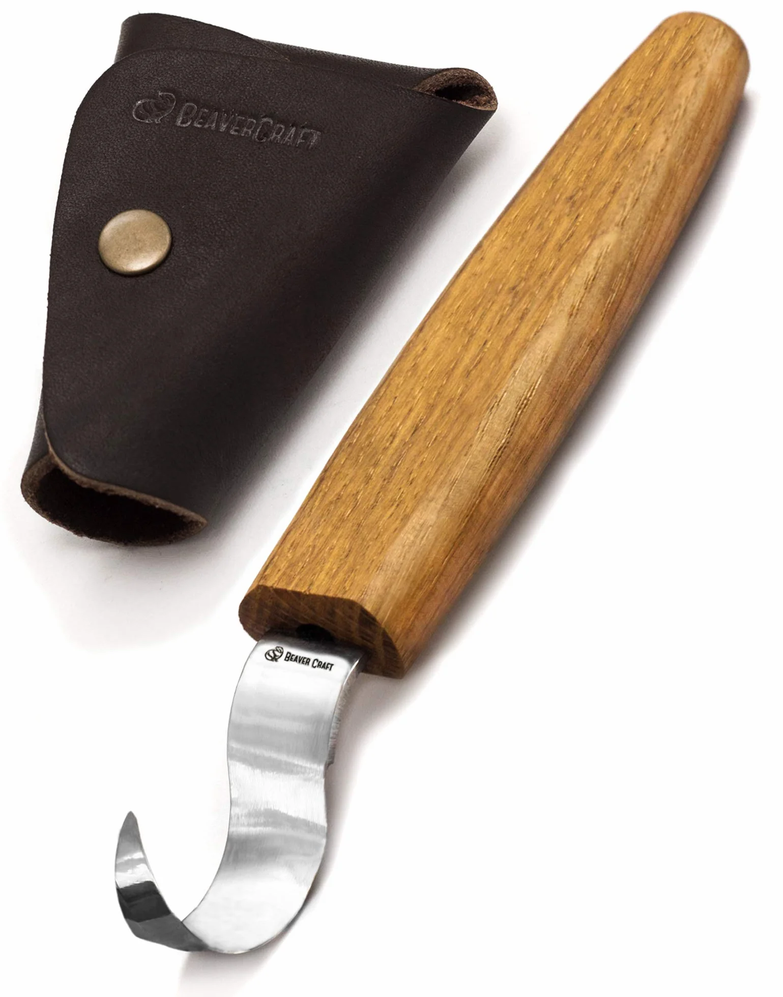 BeaverCraft Coltello a uncino Coltello da intaglio a cucchiaio con fodero in pelle Coltello a uncino per intaglio del legno Strumenti per intagliare ciotole e cucchiai Strumenti per intaglio del legno