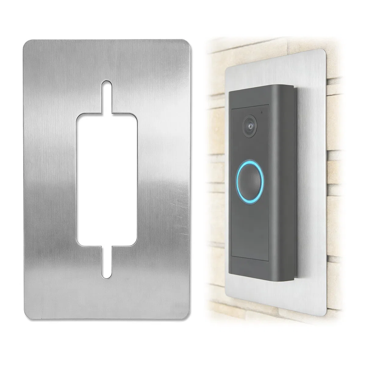 Mascherina in acciaio inox per anello Doorbell Wired – Piastra da parete per anello video campanello Wired, supporto accessori per campanello con fotocamera, resistente alle intemperie per montaggio a