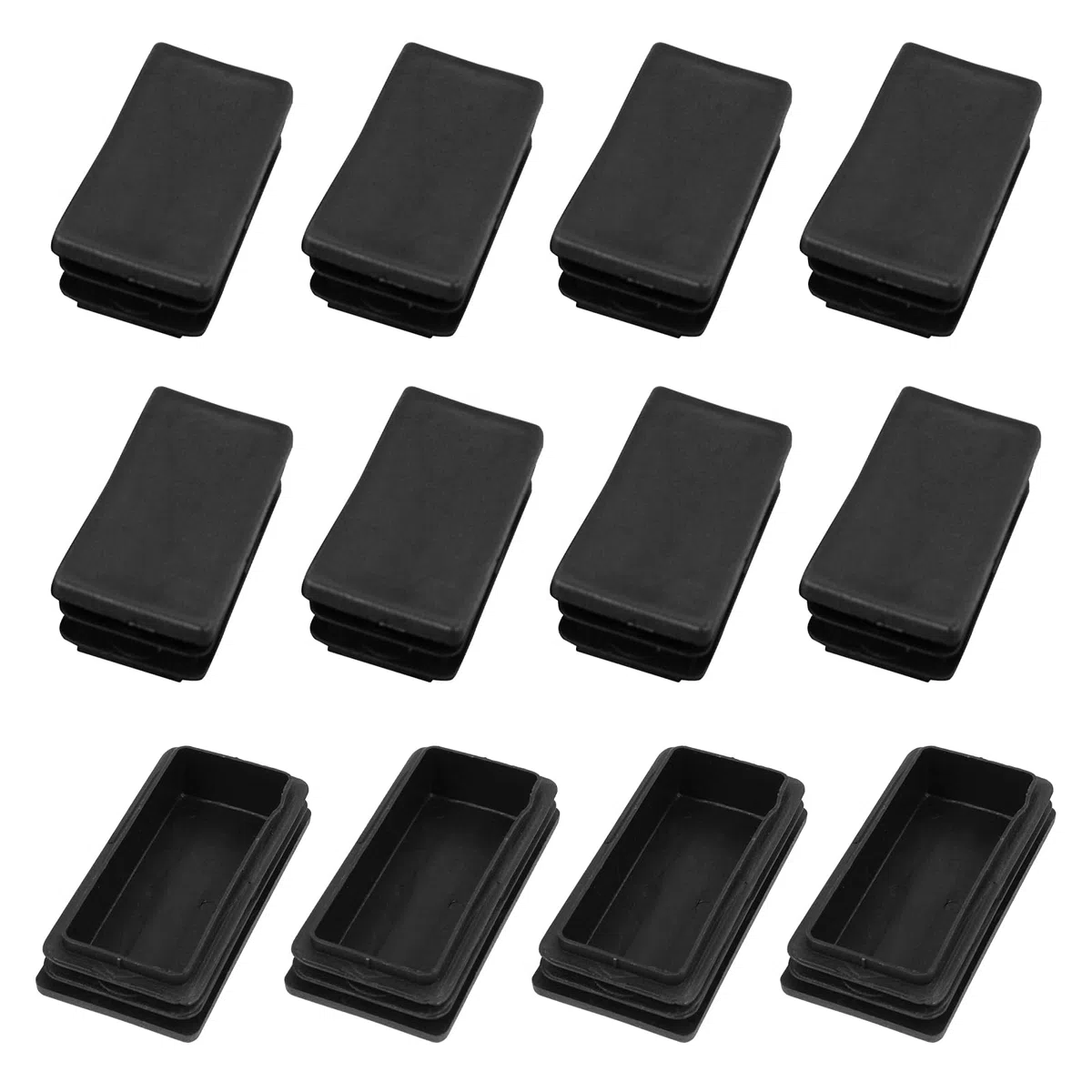 METALLIXITY Tappi di Chiusura Rettangolari (100 x 50mm) 12pz, Tappi di Chiusura Filettati per Inserti di Tubi Rettangolari in Plastica - per Gambe di Mobili Tavoli Sedie, Nero