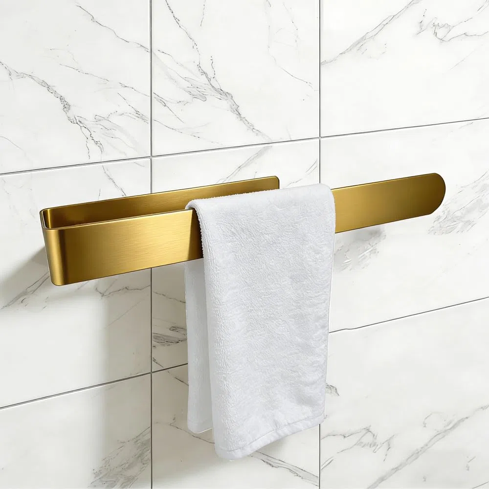 Porta Asciugamani Bagno 35cm Portasciugamani Adesivo Portasciugamani da Parete Acciaio Inossidabile 304 Adesivo Forte 3M Stabile Elegante Oro Opaco