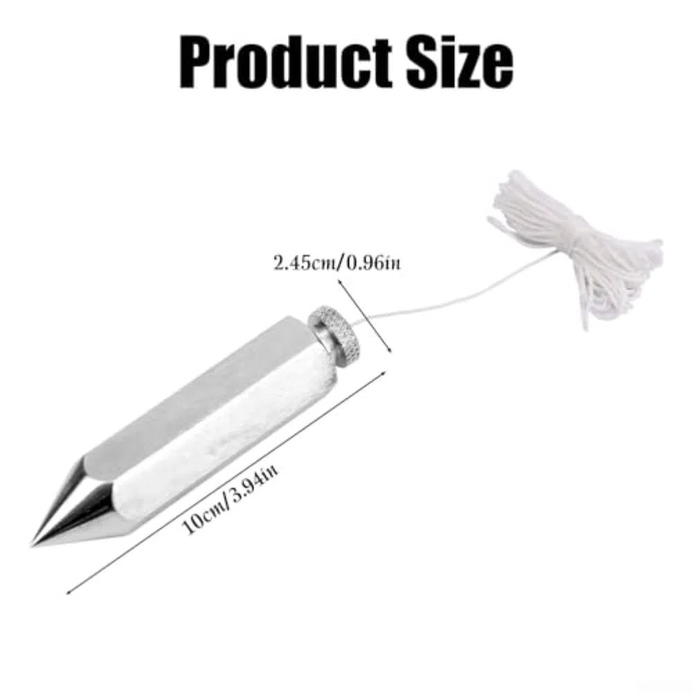 Precision Plumb Bob 226,8 g, forma esagonale, struttura in acciaio, componenti in ottone e corda estesa da 15 metri per prestazioni costanti in loco (3 pezzi)