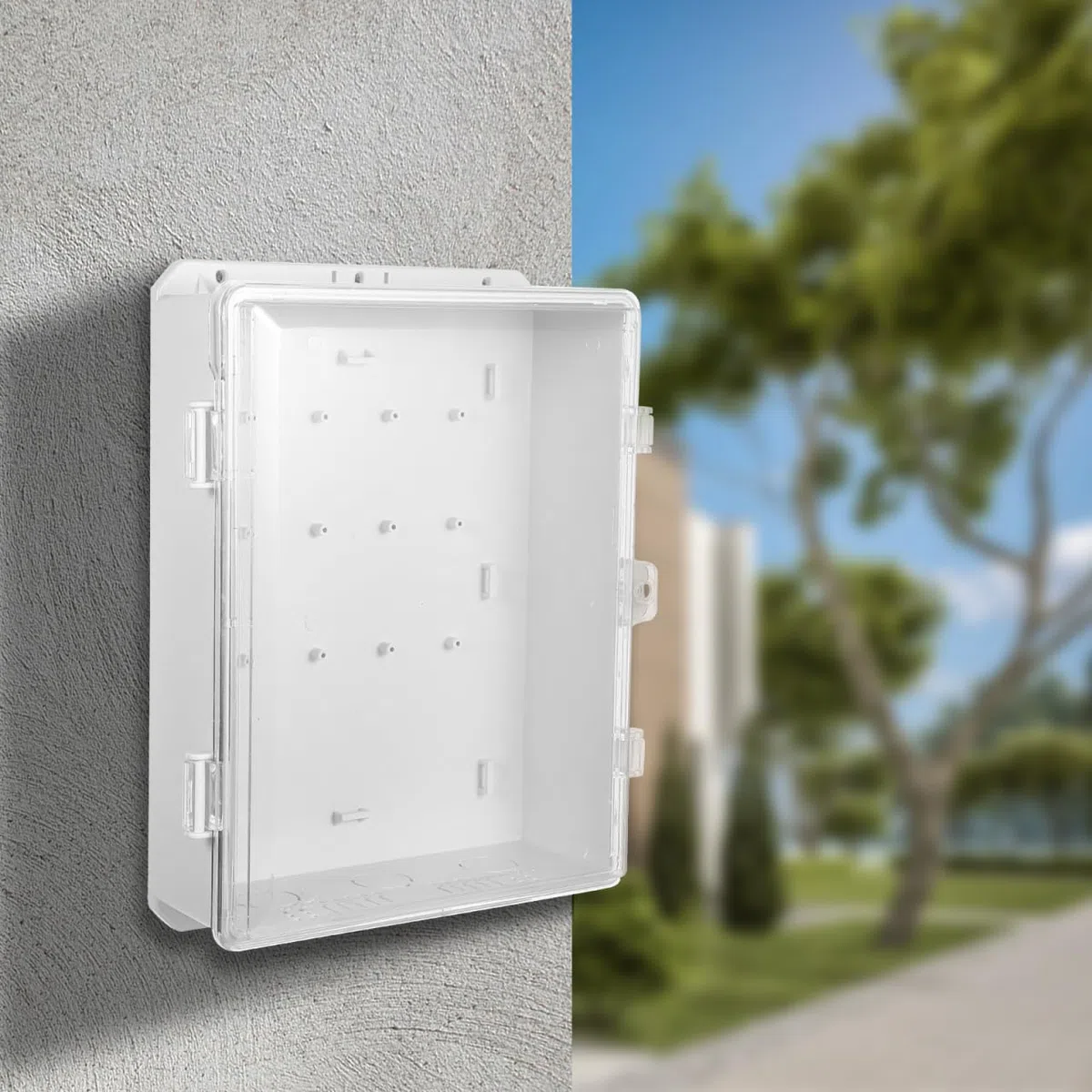 NOLITOY Scatola di distribuzione esterna impermeabile, alloggiamento in plastica con coperchio trasparente, resistente alle intemperie, per impianti di sicurezza, scatola elettrica resistente alle