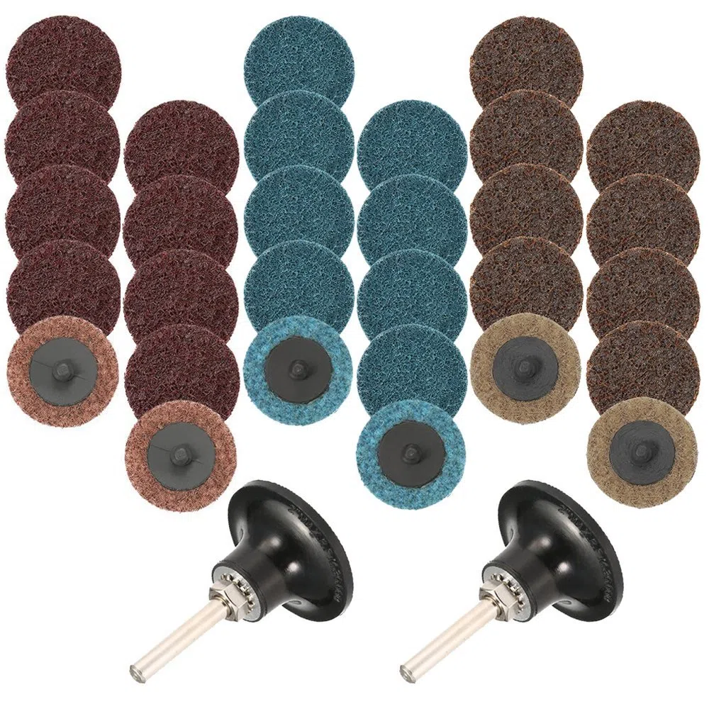 30 pezzi dischi abrasivi dischi cambio rapido set, fine/media/grossa, 5,1 cm/50 mm, con 2 pezzi 1/10,2 cm, superficie del gambo, Afunta condizionata dischi per preparazione di superfici striscia