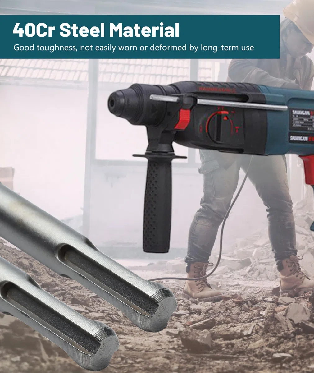 SDS Plus Professionale per Pietra, Il Rivestimento della Rugosità del Calcestruzzo a Testa Quadrata Rimuovere La Punta (Testa Rotonda/12 Denti/13,6 CM)