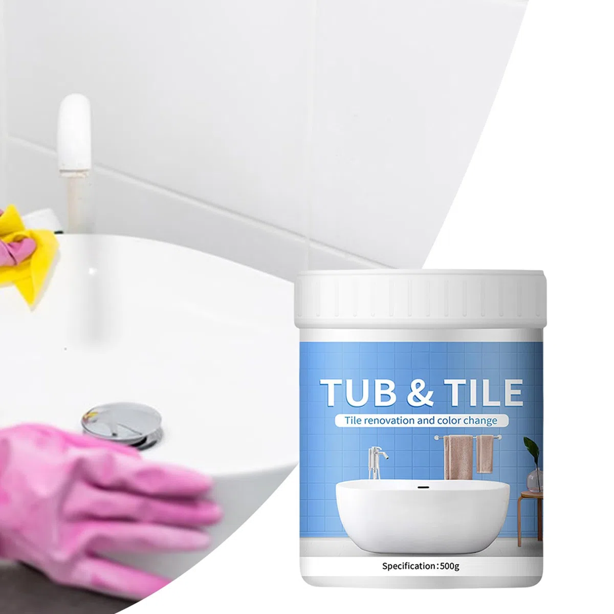 500g Vernice Per Vasca Da Bagno Bianca Ceramica, Tub & Tile Refinishing Kit, Pittura Per Piastrelle Bagno/ Cucina/ Doccia/ Porcellana/ Lavello/ Ceramica Rinnovo Del Colore E Copertura Superficiale