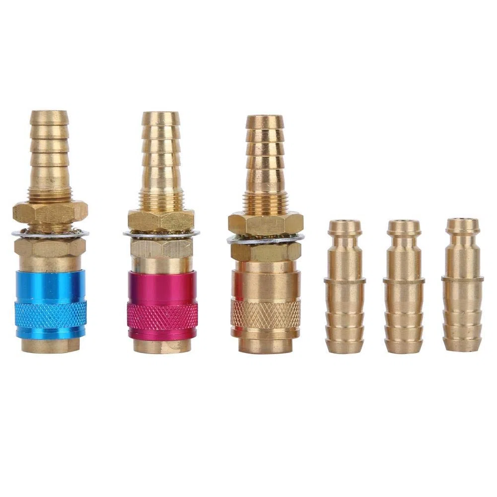 3 Pezzi M10 Raffreddato ad Acqua e Adattatore per Gas Connettore Rapido Raccordo Tubo Flessibile Rosso + Giallo + Blu per Torcia per Saldatura TIG