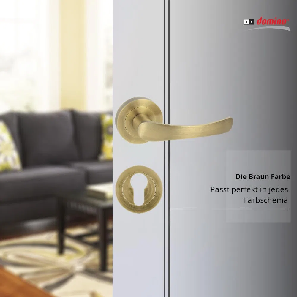 domino Maniglia per Porta Modello Nova della Serie R M3 in Ottone con Cilindro a Profilo, Finitura in Alluminio e Bronzo, Design Elegante e Resistente per Porte Interne