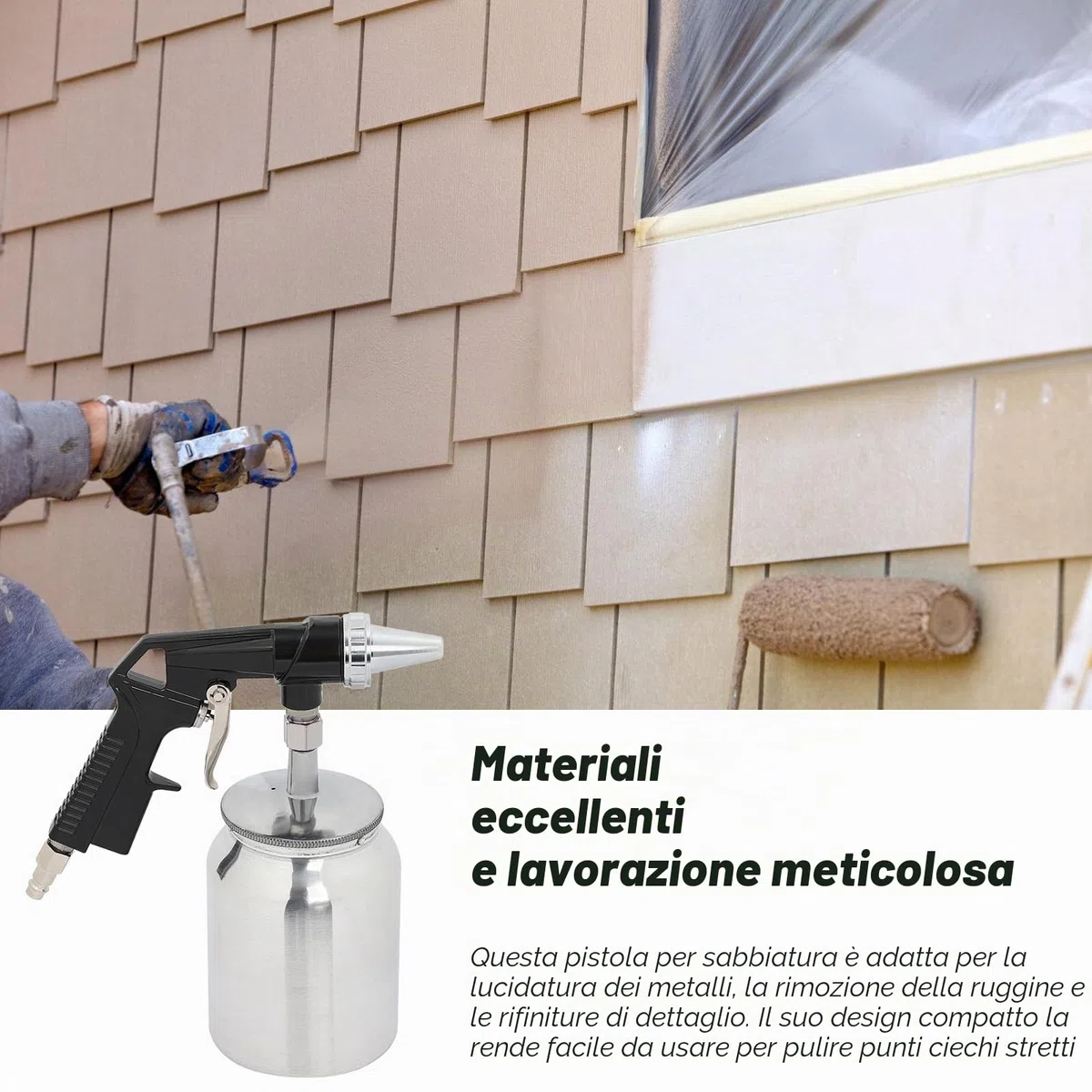 Pistola sabbiatrice ad aria compressa, dispositivi per sabbiatura, pistola per sabbiatura per compressore, sabbiatrice per la pulizia, rimozione della ruggine, lucidatura, smussatura, rimozione di