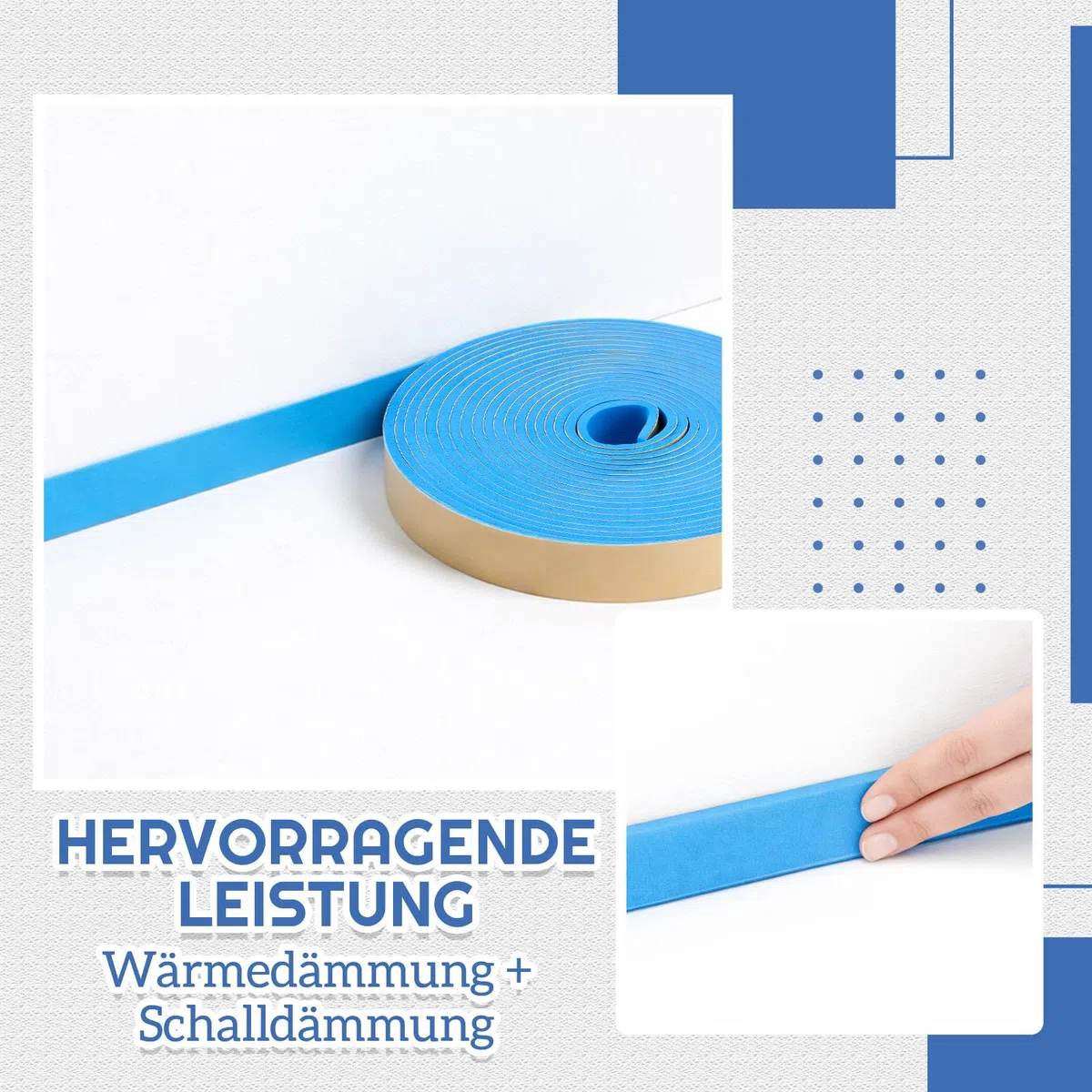 Xuniea Autoadesivo per Composto Autolivellante Nastro per Giunti di Dilatazione per Isolamento Striscia Isolante Perimetrale Autoadesivo Parete Divisoria Riscaldamento(3 cm x 30 m,Blu)