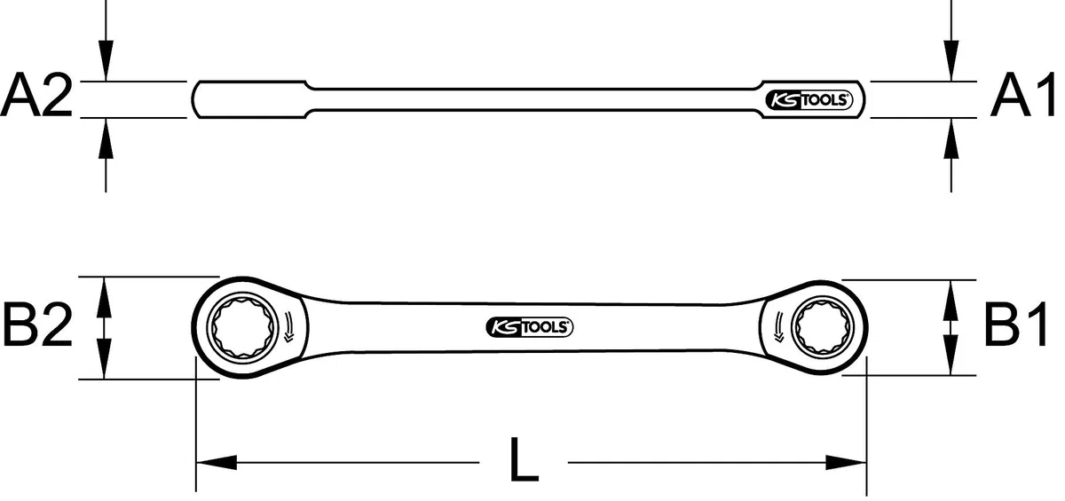KS Tools 503.4504 Gearplus Chiave a Cricco Doppia Poligonale, 12X13 mm