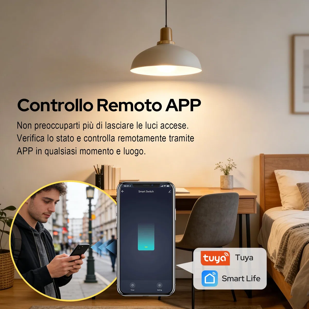 LoraTap Interruttore Timer WiFi Alexa, Interruttore Intelligente Wireless Controllo Remoto con Telefono App iOS Android, Compatibile con Alexa Echo e Google Home, 2pz Ricevitori a Relè 2500W