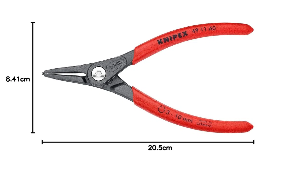 KNIPEX Pinza di precisione per anelli di sicurezza per anelli di sicurezza esterni su alberi in confezione Self-service bonderizzata, 49 11 A0 SB
