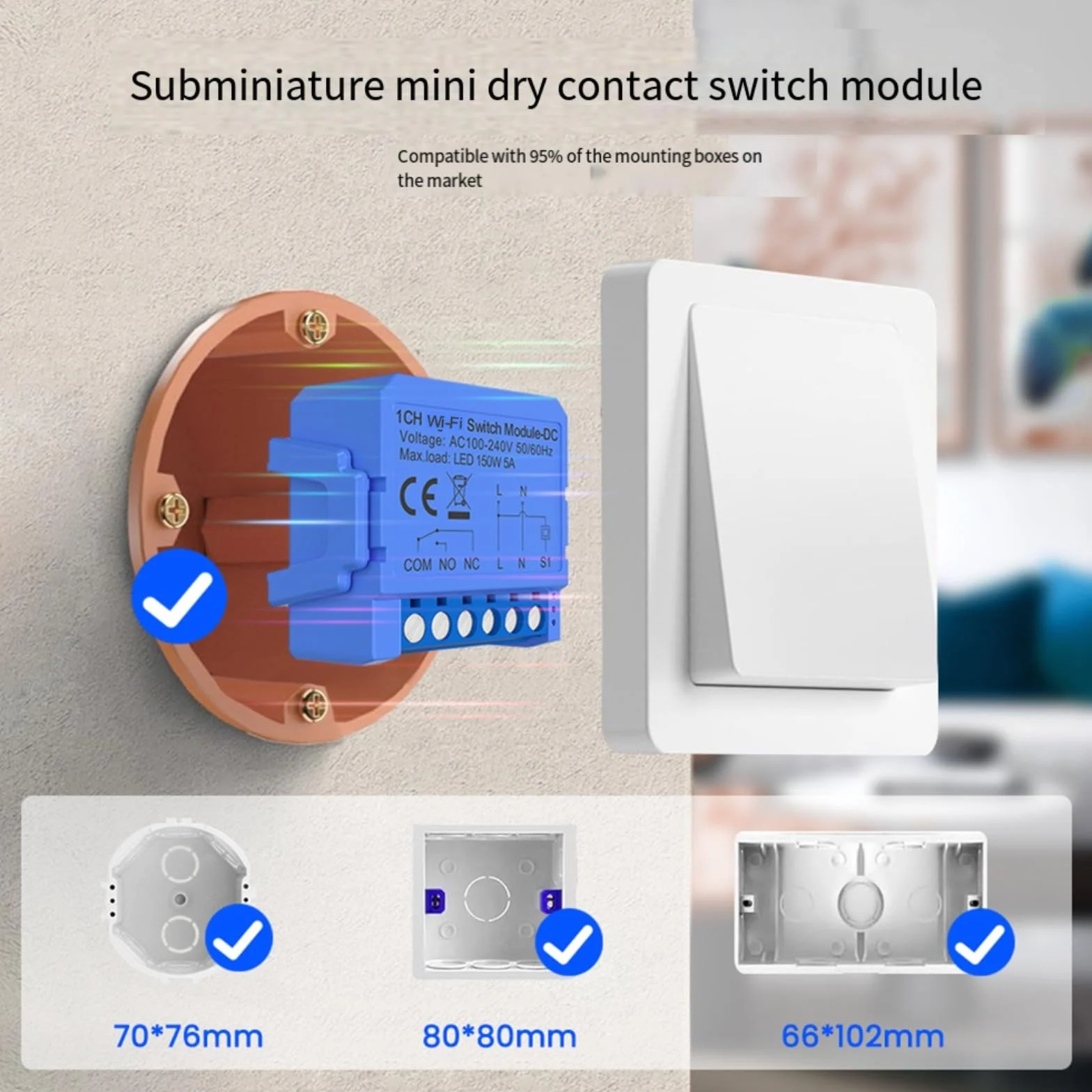 Modulo di commutazione Smart Relè per Tuya per WIFI per collegamento a secco senza contatto Smart Switch a bassa tensione (AC110V-240V)