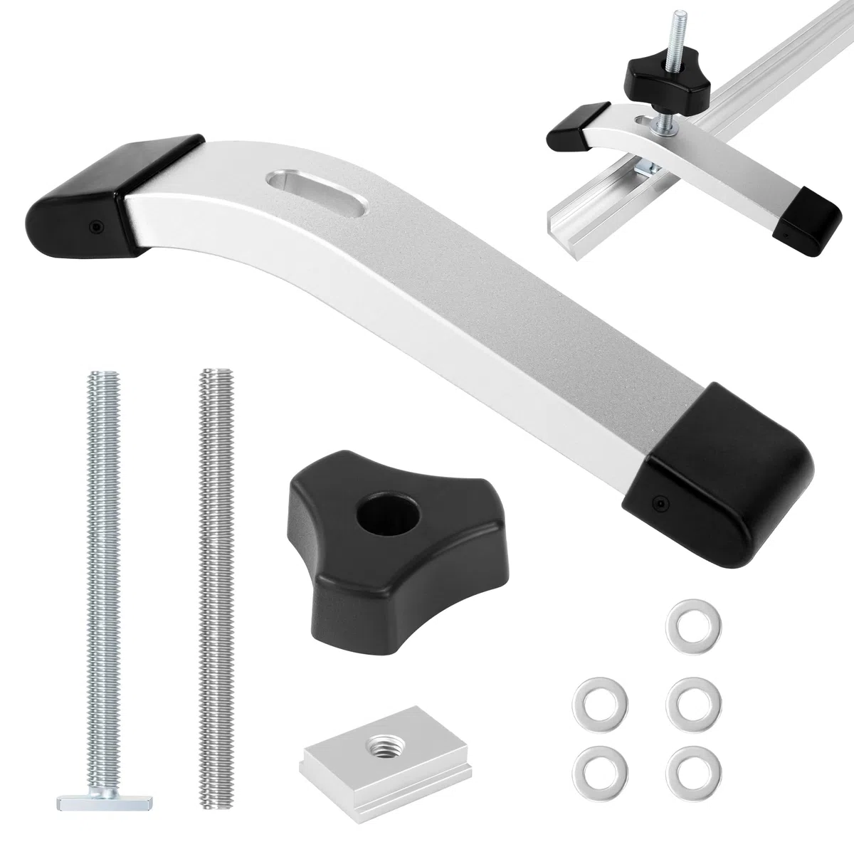 2 Pezzi Morsetti T-Track per Legno, Set di T Track Morsetto di Lega di Alluminio Fissaggio in Metallo a Sgancio Rapido per la Lavorazione del Legno e dei Metalli