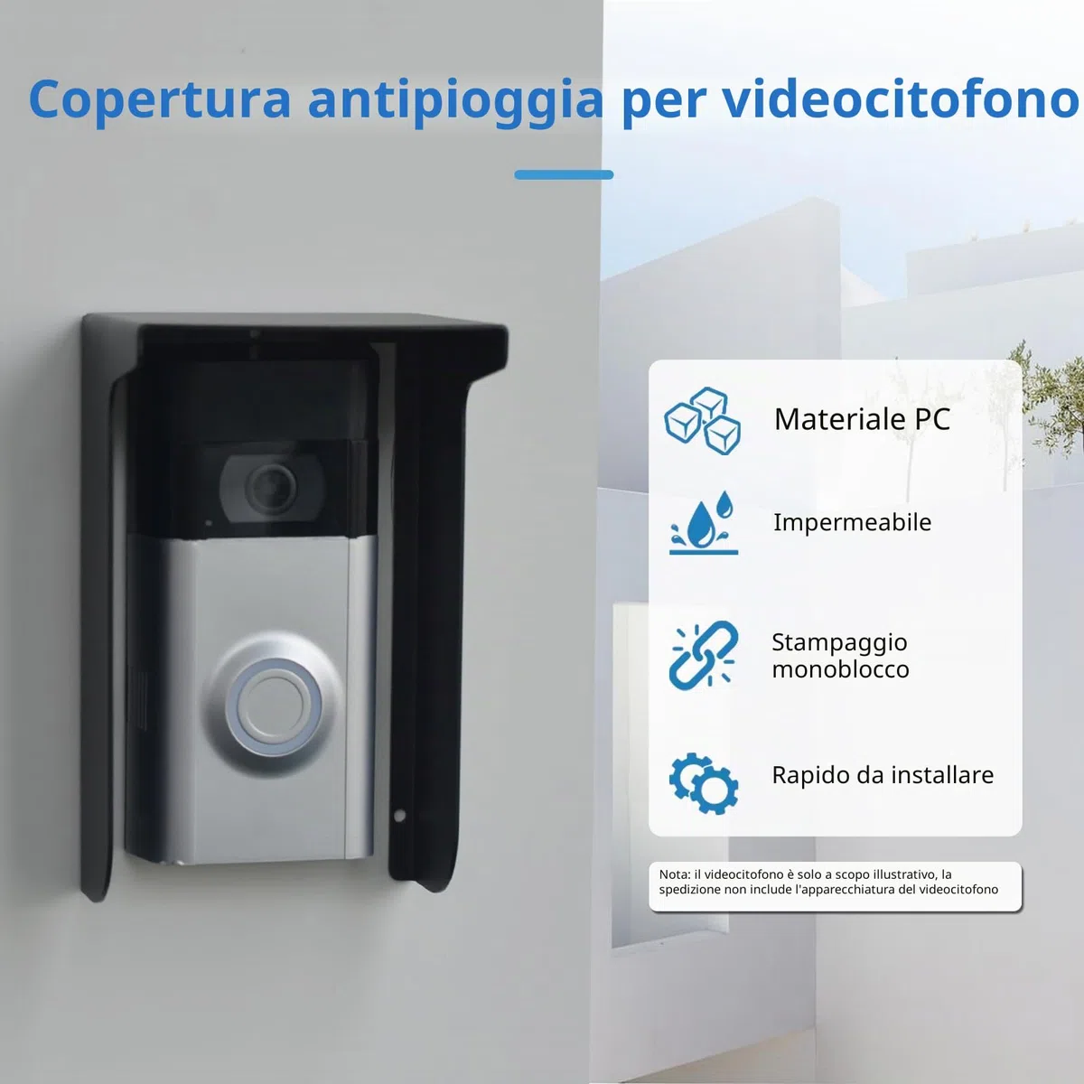 Parapioggia per campanello, protezione dagli agenti atmosferici, antiriflesso, adatto per campanello ad anello, citofono, presa e lucchetto con codice