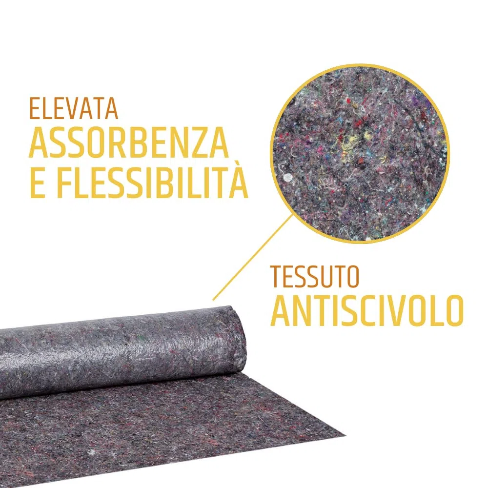 PENNELLIFICIO 2000 | Bobina in Tessuto non Tessuto, Rotolo di Feltro con Pellicola Antiscivolo, Indicato per Proteggere i Pavimenti, Lunghezza 25 Metri, altezza 1 Metro, e peso 200 gr/mq