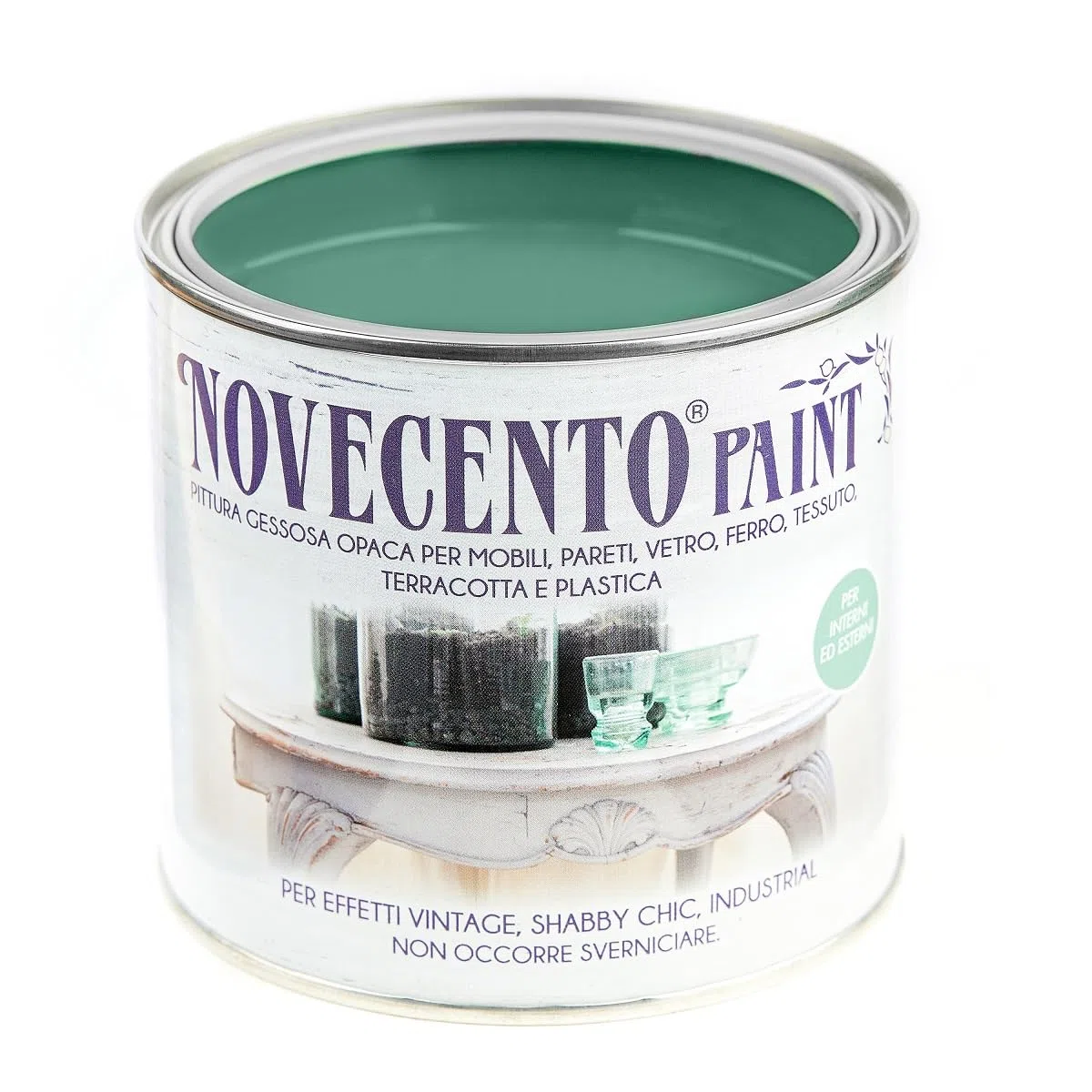 Novecento Paint Mobili ml 500 SOTTOBOSCO, Pittura gessosa (Chalk Paint) Extra Opaca facilissima da stendere.